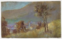Veno Pilon, Pogled na Ajdovščino, 1914, olje na lepenki, Pilonova galerija