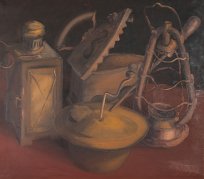 Brane Jazbar, Tihožitje s svetilkami, 1976, olje na platnu