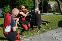 Gorska reševalna služba Tolmin, skupina Ajdovščina, je prek Hublja napeljala žičnico 