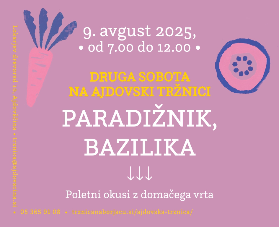 Paradižnik in bazilika na Ajdovski tržnici