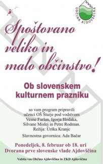 Plakat - osrednja ajdovska občinska proslava ob kulturnem prazniku 2010