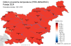 Odklon povprečne temperature zraka poleti 2024 od povprečja tridesetletnega primerjalnega obdobja 1991–2020; vir: Arso, meteo.si 