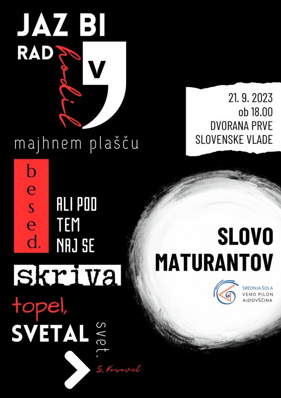 Plakat za tradicionalno jesensko prireditev Srednje šole Veno Pilon Ajdovščina, Slovo maturantov 